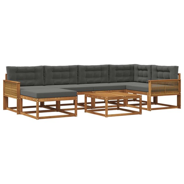 vidaXL Ensemble de canapés d'extérieur 7 Pièces Naturel et Anthracite