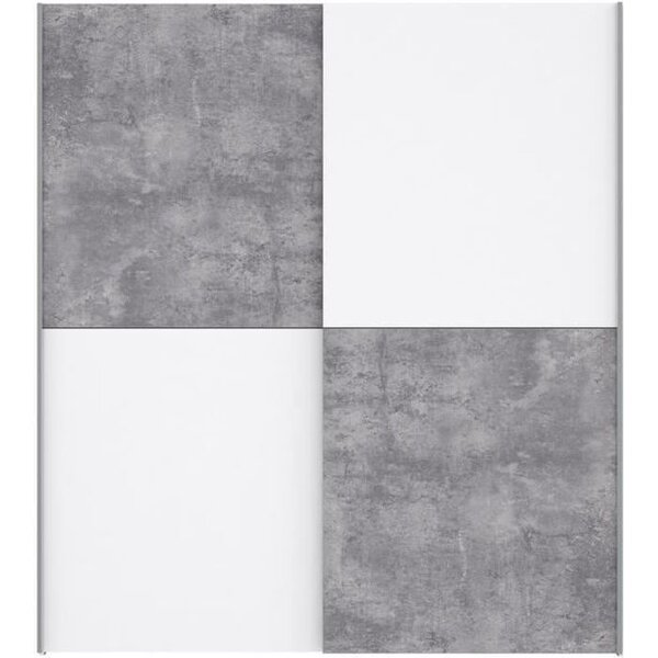 ULOS Armoire 2 portes coulissantes - Décor béton gris clair et blanc - L 170.3 cm