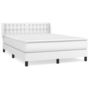 vidaXL Sommier à lattes de lit avec matelas Blanc 140x190cm Similicuir