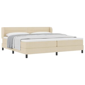 vidaXL Lit à ressorts avec matelas Crème 200 x 200 cm tissu