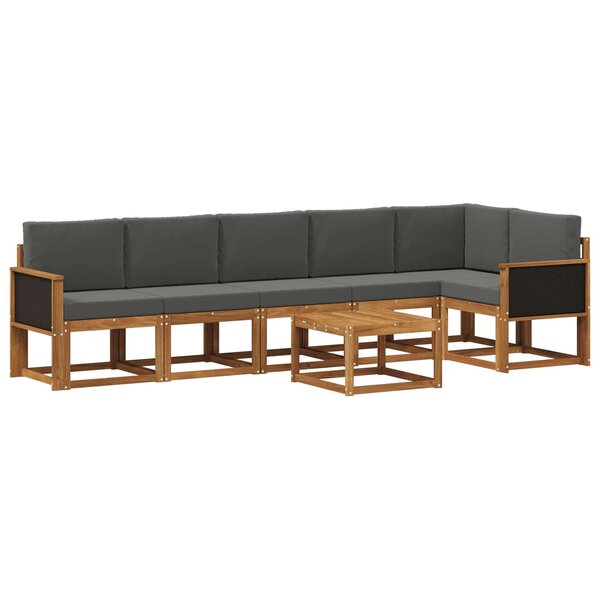 vidaXL Ensemble de canapés d'extérieur 7 Pièces Naturel et Anthracite