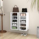 vidaXL Armoires à chaussures 2Pièces Blanc 31 5x35x70cm Bois d'ingénierie