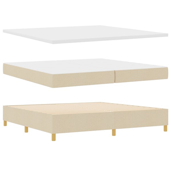 Lit à ressort vidaXL avec matelas et banc crème 200x200 cm en tissu
