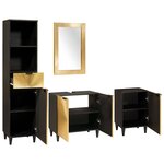 vidaXL Ensembles de mobilier de salle de bain 4 Pièces Noir et or