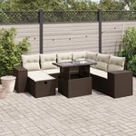 vidaXL Salon de jardin 8 Pièces avec coussins marron résine tressée