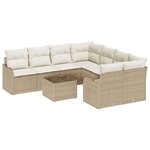 vidaXL Ensemble de canapé de jardin avec coussin 9 Pièces Beige polyrotin