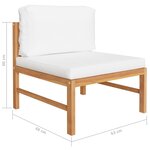 vidaXL Salon de jardin 7 Pièces avec coussins crème bois de teck solide