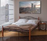 Design metal lit double 160 x 200 cadre de lit lattes bois neuf noir brun