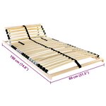 vidaXL Sommier à lattes Marron 80 x 190 cm Bois de hêtre massif