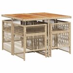 vidaXL Ensemble à manger de jardin avec coussins 5Pièces Beige poly rotin
