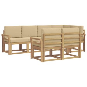 vidaXL Ensemble de canapés d'extérieur 7 pc Blanc et Beige Polyester