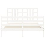 vidaXL Cadre de lit avec tête de lit blanc King Size bois massif