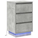 vidaXL Cabinet de Chevet avec Éclairage LED Gris Béton 39x34 5x65 cm Bois d'ingénierie