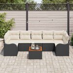 vidaXL Ensemble de canapé de jardin 8 Pièces Noir et blanc