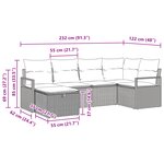 Ensemble de Canapés de Jardin de 6 Pièces avec Coussins Poly Rattan Noir