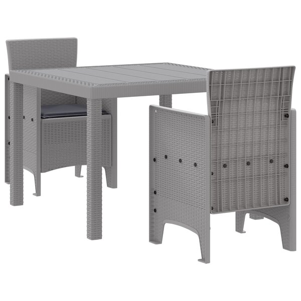 vidaXL Ensemble repas jardin 3 Pièces Gris clair Compact Plastique