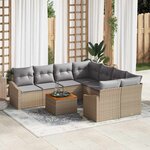 vidaXL Ensemble de canapé de jardin 9 Pièces Beige Poly rotin