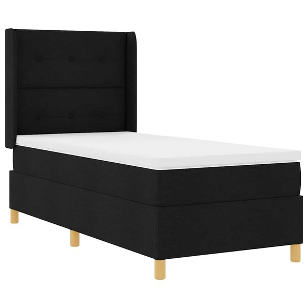 vidaXL Lit à Ressorts avec matelas Noir 100 x 200 cm tissu