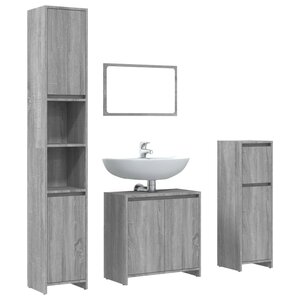 vidaXL Ensemble de meubles de salle de bain 4 Pièces Sonoma gris