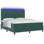 vidaXL Lit à ressort LED avec matelas Vert foncé 180 x 200 cm tissu