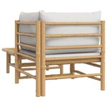 vidaXL Salon de jardin 2 Pièces avec coussins gris clair bambou
