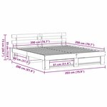 vidaXL Cadre de lit Marron 200 x 200 cm Bois massif en pin