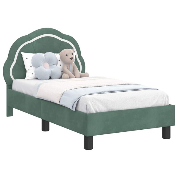 vidaXL Cadre de lit pour tout-petit avec tête de lit Vert Mer