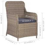 vidaXL Chaises d'extérieur et coussins lot de 2 Résine tressée Marron