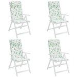 vidaXL Coussins de chaise à dossier haut lot de 4 modèle de feuille