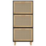 vidaXL Armoire à chaussures Noir 52x25x115 cm Bois d'ingénierie/rotin