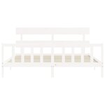 vidaXL Cadre de lit avec tête de lit blanc Super King Size bois massif