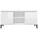 vidaXL Meuble TV avec pieds en métal Blanc brillant 103 5x35x50 cm