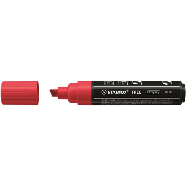 Marqueur pointe large FREE acrylic T800C rouge foncé STABILO
