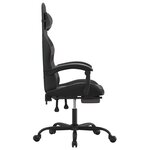vidaXL Chaise de jeu avec repose-pied Noir et gris Similicuir