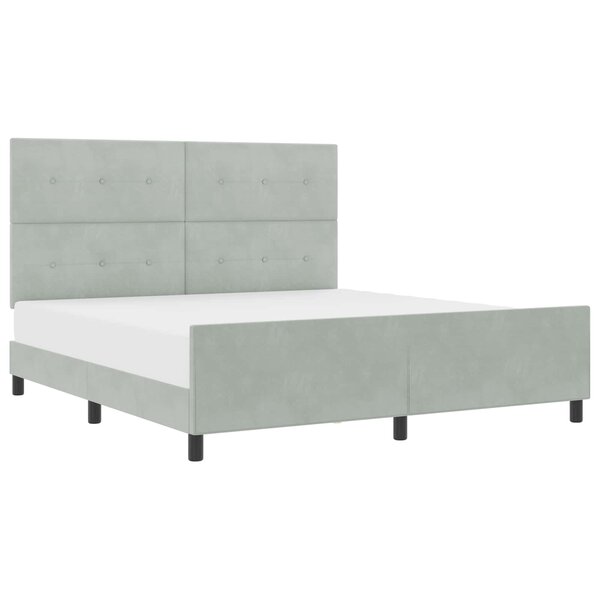 vidaXL Lit à ressorts avec tête de lit Gris clair 180 x 200 cm Velours