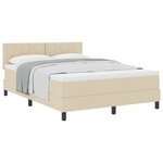 vidaXL Lit à ressorts avec coussin Crème 160 x 200 cm tissu