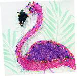 Tableau de fil tendu string art flamant rose 21 x 21 cm