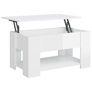 vidaXL Table basse blanc brillant 79x49x41 cm bois d'ingénierie