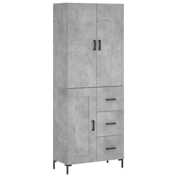 vidaXL Buffet haut Gris béton 69 5x34x180 cm Bois d'ingénierie