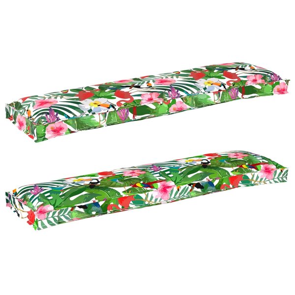 vidaXL Set de coussins de palette Floral 2 Pièces Motif de feuille