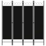 vidaXL Cloison de séparation 4 panneaux Noir 160 x 180 cm