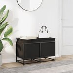 vidaXL Boîte de rangement avec couvercle noir bois d'ingénierie