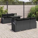 vidaXL Ensemble de canapé de jardin 7 Pièces Noir Poly Rattan