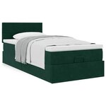 vidaXL Cadre de lit ottoman avec matelas vert foncé 90x200 cm velours