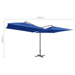 vidaXL Parasol double avec mât en acier 250 x 250 cm Bleu azuré