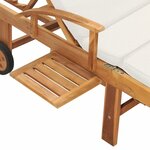 vidaXL Chaise longue avec coussin Bois de teck solide Crème