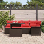 vidaXL Ensemble de canapé de jardin 6 Pièces Marron Poly rotin