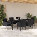 vidaXL Ensemble de salle à manger pour jardin 7 Pièces Noir polyrotin