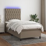 vidaXL Sommier à lattes de lit et matelas et LED Taupe 90x200 cm Tissu