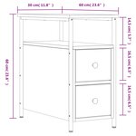 vidaXL Table de chevet chêne fumé 30x60x60 cm bois d'ingénierie